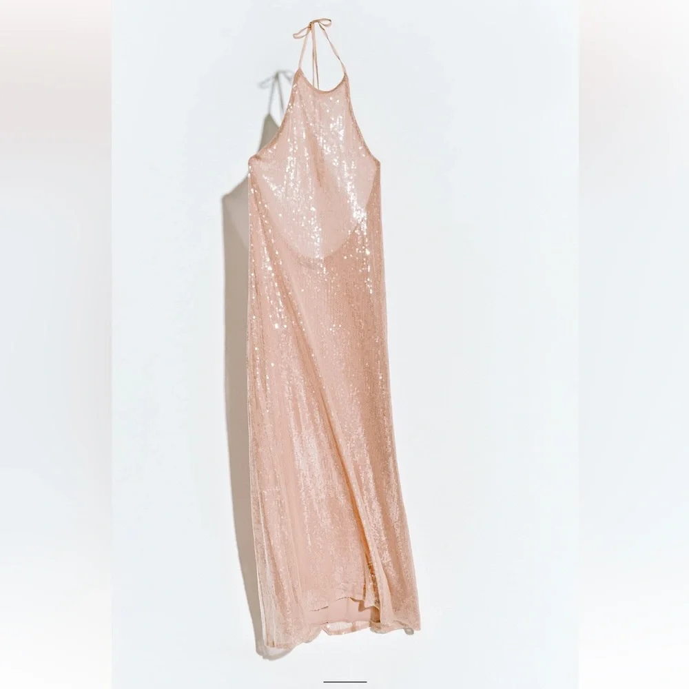 ZARA SEQUIN HALTER DRESS - Picture 9 of 12